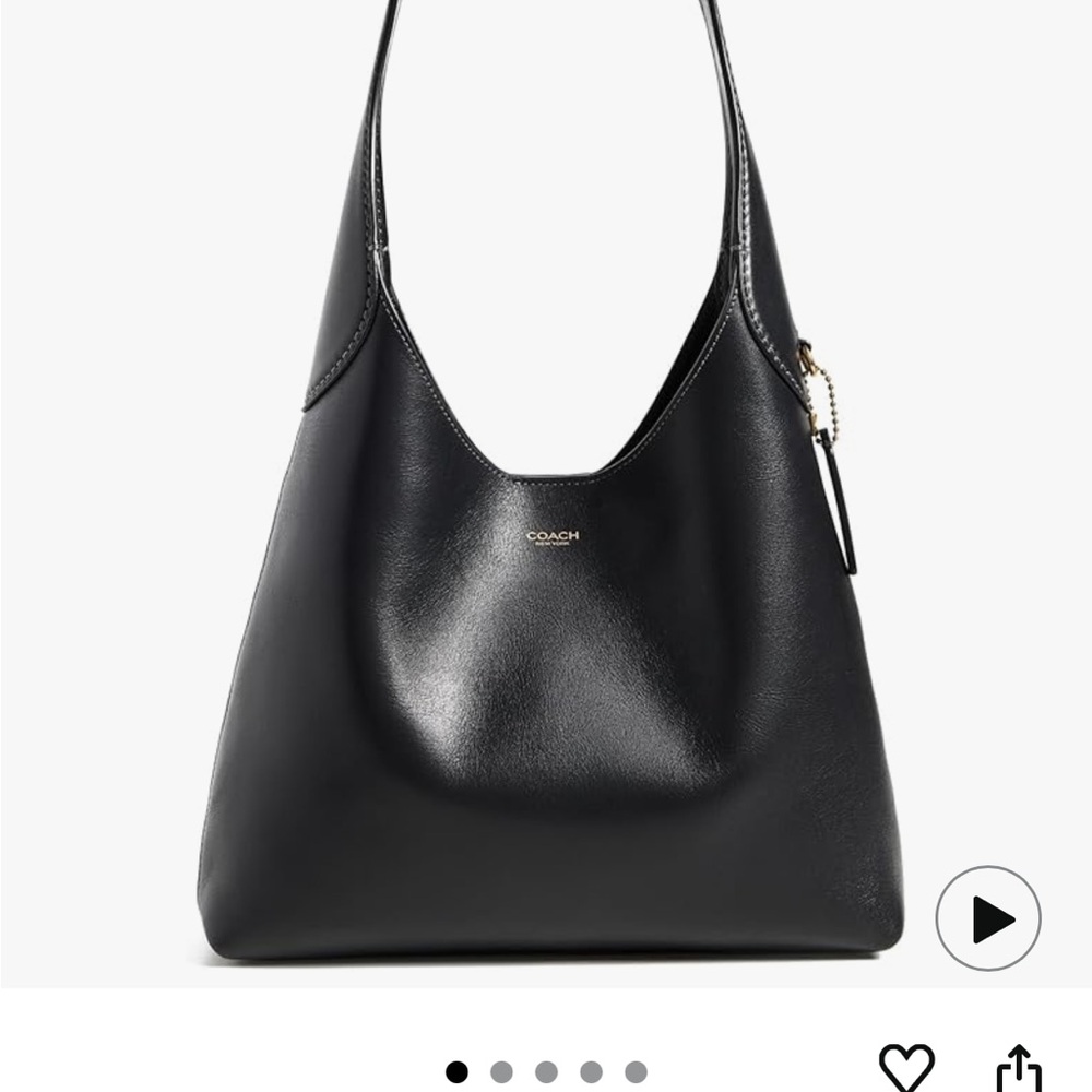 Coach Black Leather Hobo Shoulder Bag with Gold Hardware